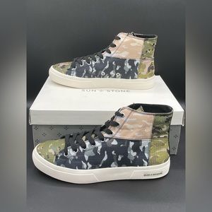 Sun + Stone Men's Mesa Colorblocked Bandana-Print Patchwork Lace-up High Top